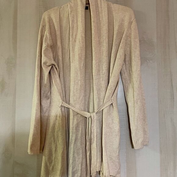 ZARA knit beige open front belted cardigan, size medium - Picture 7 of 16
